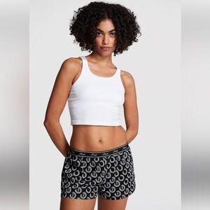 VS PINK TENCEL™ Boxy Pajama Shorts Pure Black Laurel Logo XS NWT